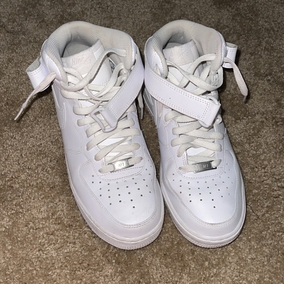 all white high top forces